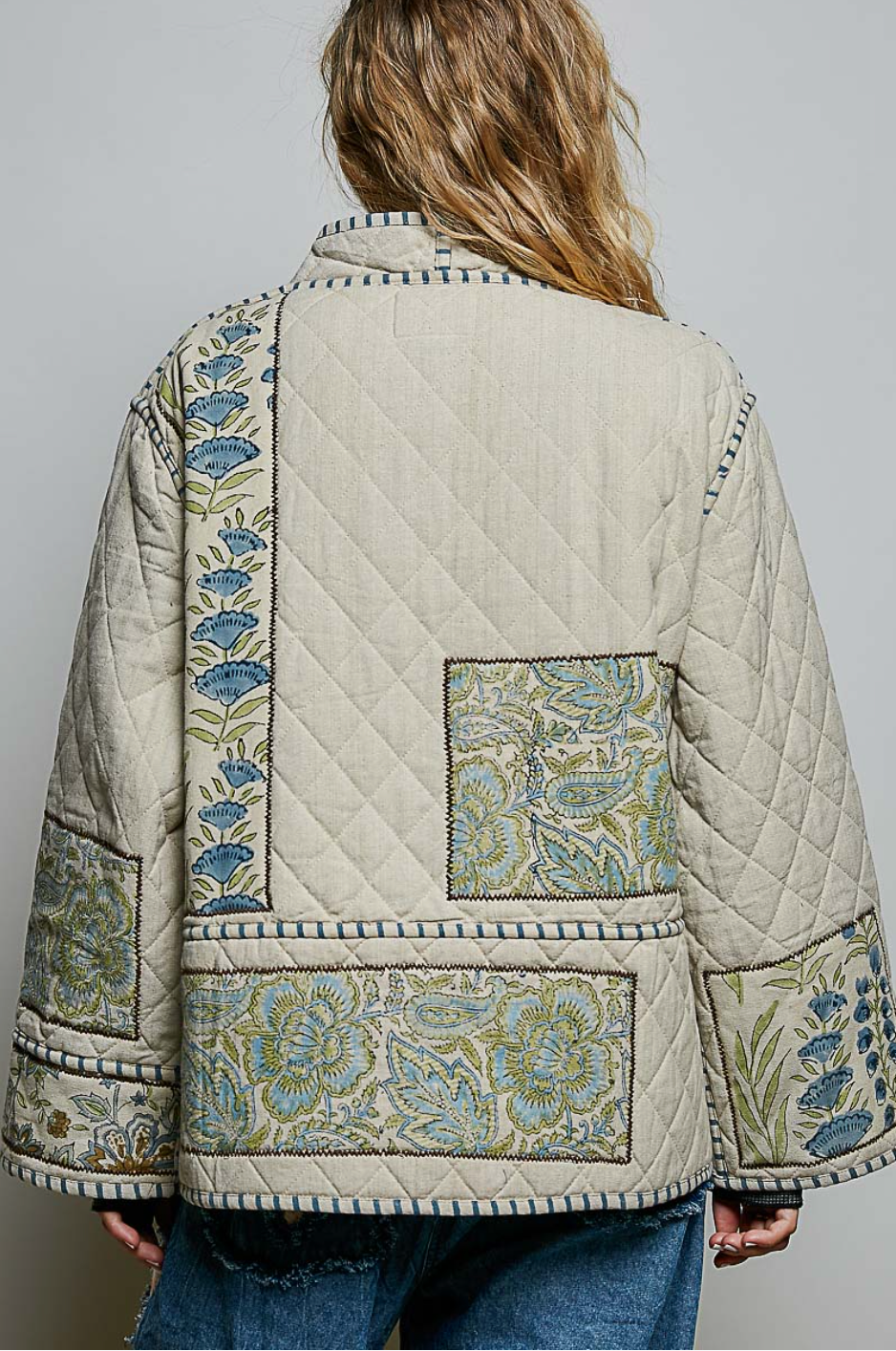 Patchwork Construction Quilted Jacket