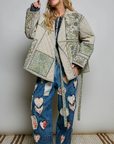 Patchwork Construction Quilted Jacket