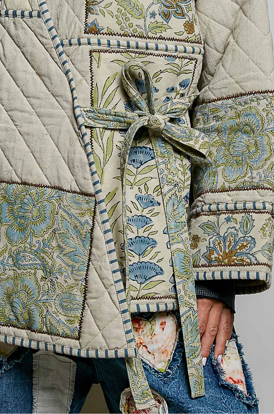 Patchwork Construction Quilted Jacket