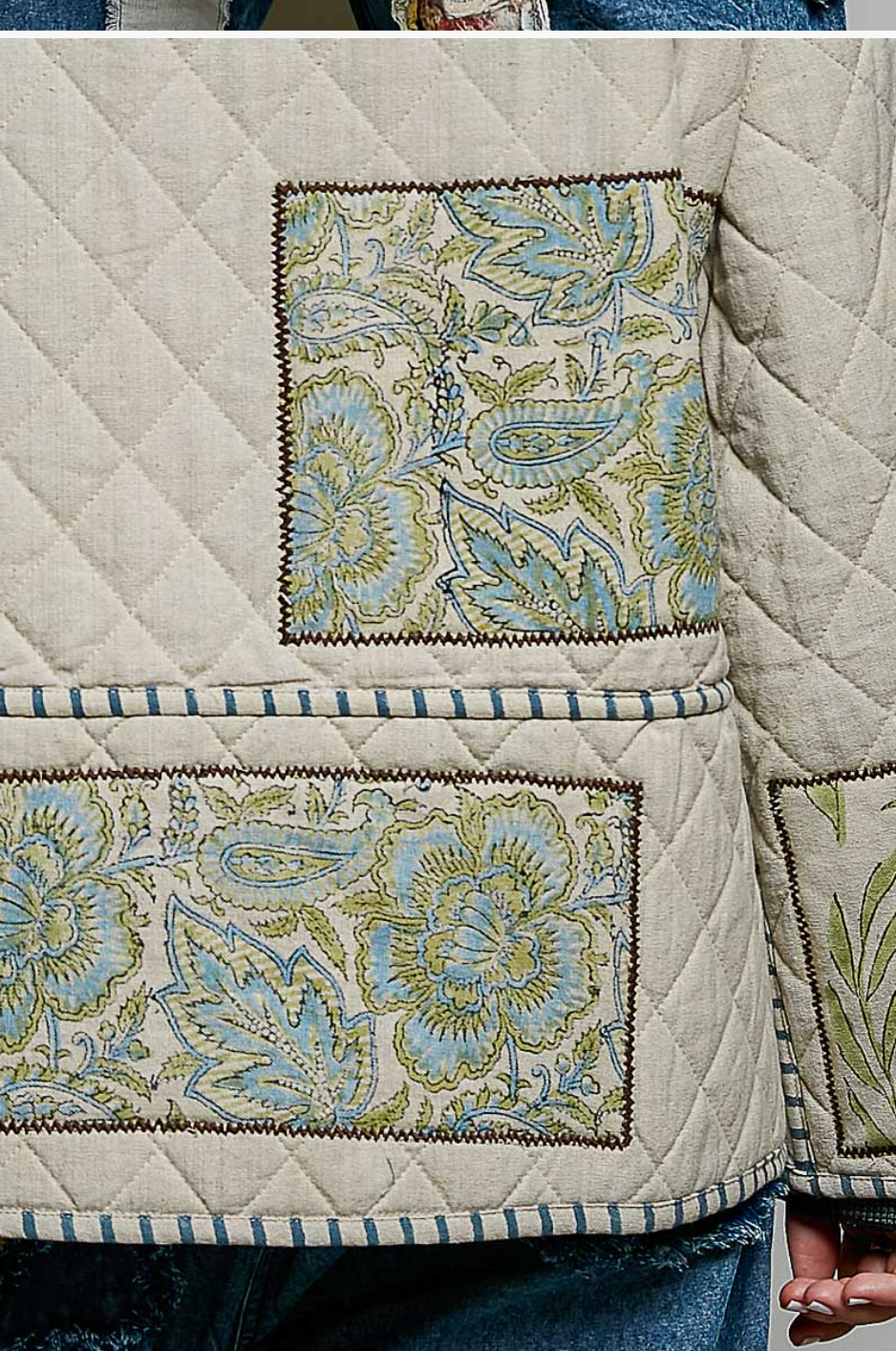 Patchwork Construction Quilted Jacket