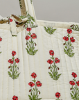 Poppy Ribbon-Tie Quilted Floral Jumbo Tote Bag