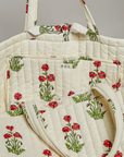 Poppy Ribbon-Tie Quilted Floral Jumbo Tote Bag