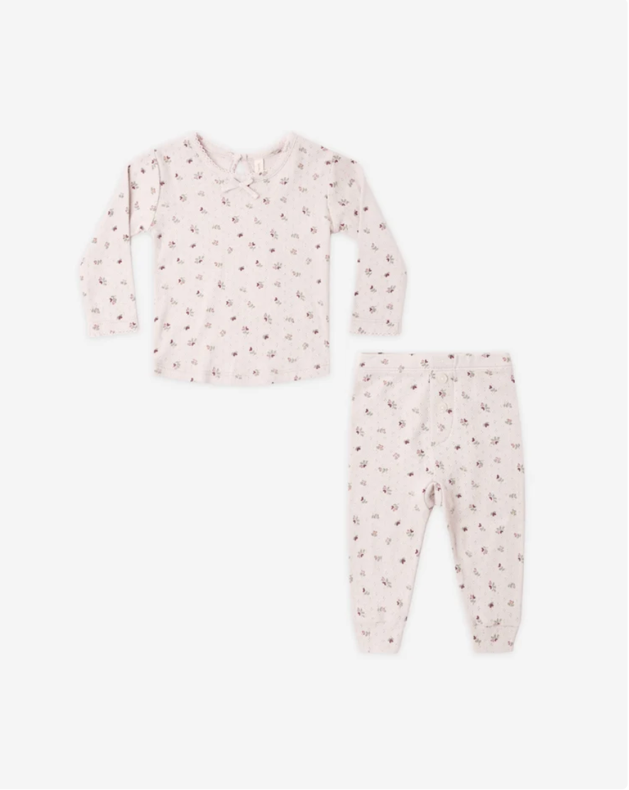 Quincy Mae  Pointelle Long Sleeve Tee + Legging Heart Ditsy