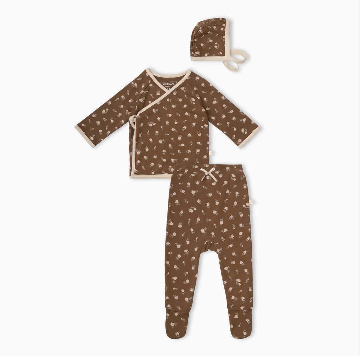 Organic Kimono Top &amp; Footed Pants Set - Primrose