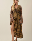 Kira Floral Bell-Sleeve Maxi Dress
