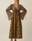 Kira Floral Bell-Sleeve Maxi Dress