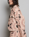 Nara Geometric Star Wide Long Sleeve Quilted Jacket