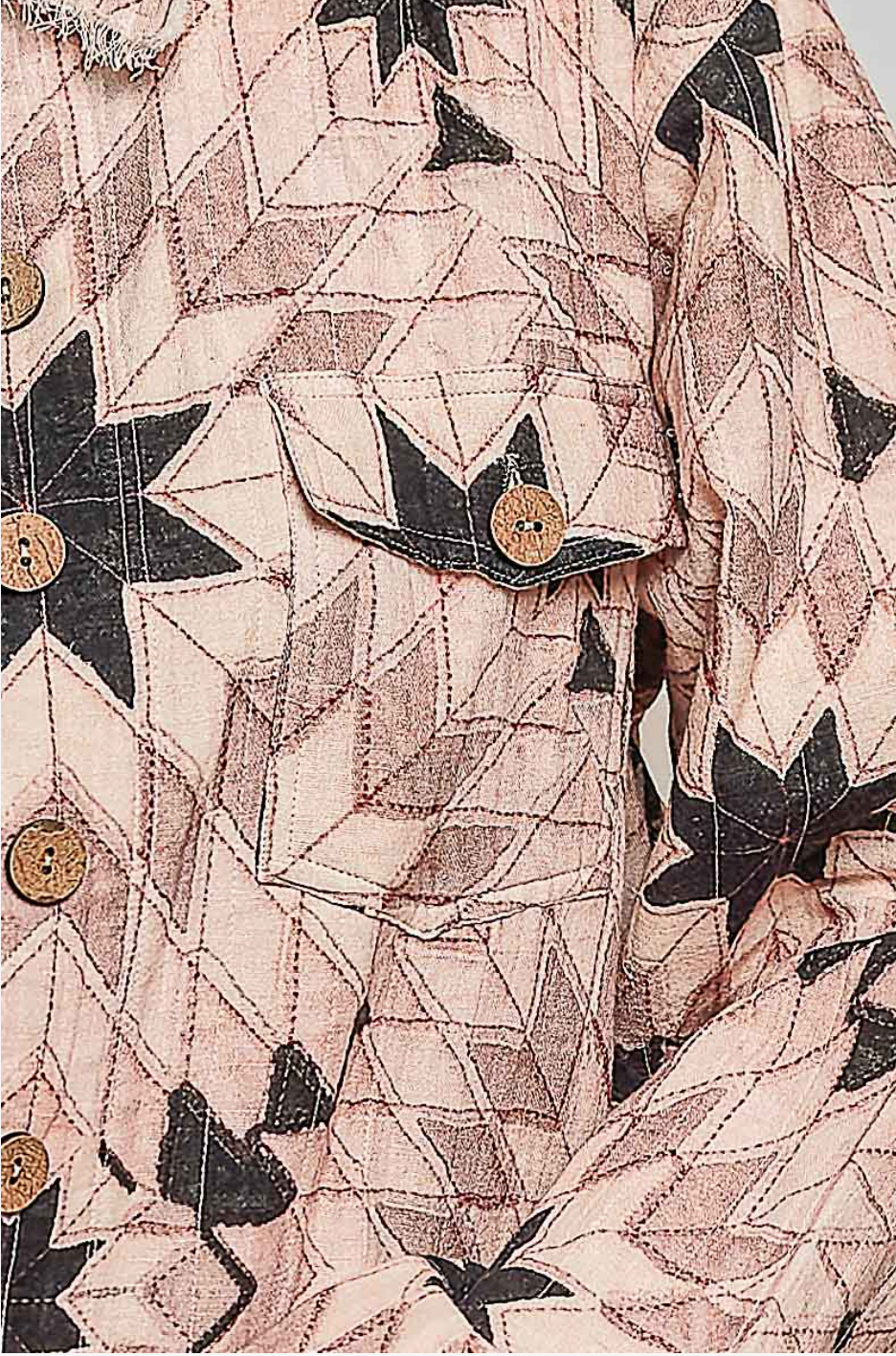 Nara Geometric Star Wide Long Sleeve Quilted Jacket