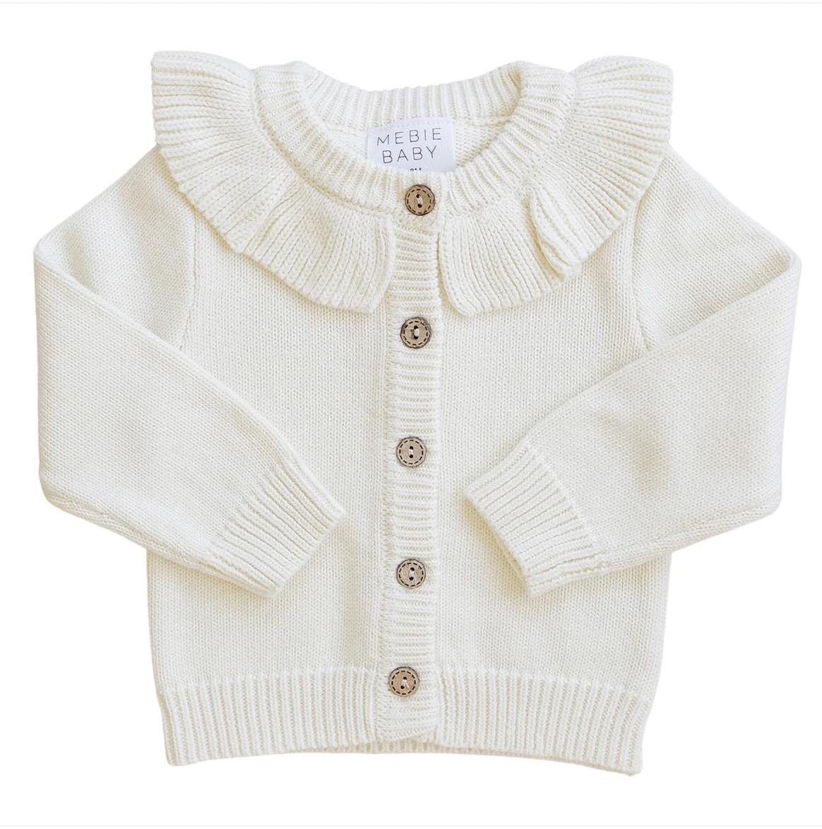 Mebie Baby  Cream Ruffle Knit Cardigan