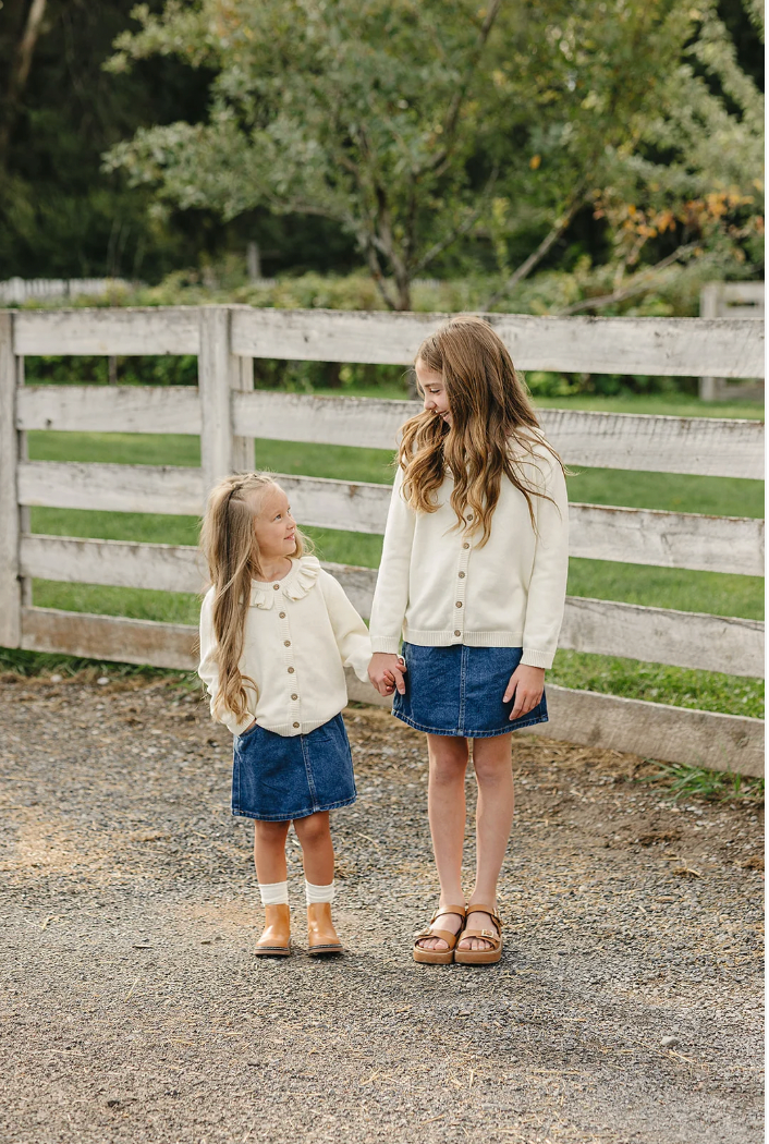 Mebie Baby  Cream Ruffle Knit Cardigan
