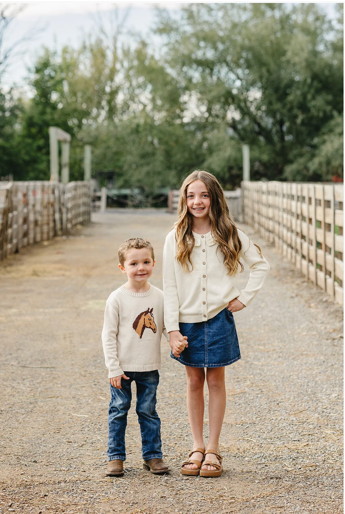 Mebie Baby  Cream Ruffle Knit Cardigan