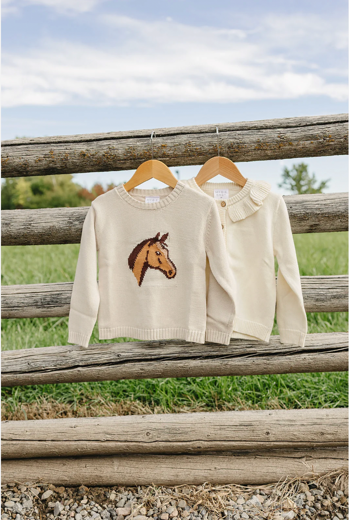 Mebie Baby  Cream Ruffle Knit Cardigan