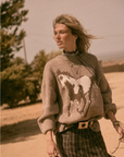 Horse Jacquard-Knit Loose-Fit Drop-Shoulder Sweater
