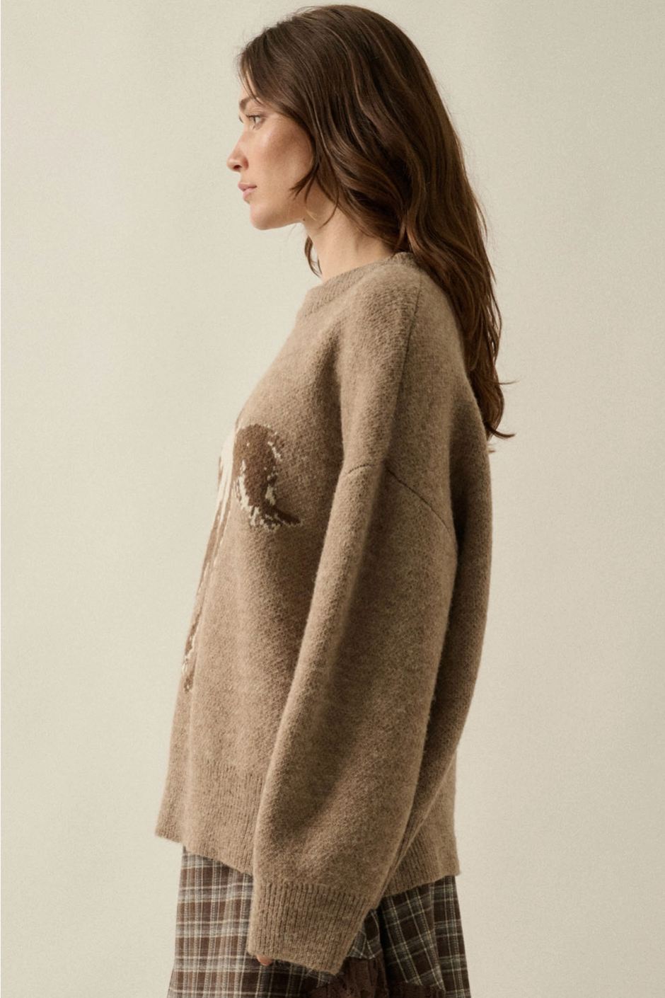Horse Jacquard-Knit Loose-Fit Drop-Shoulder Sweater