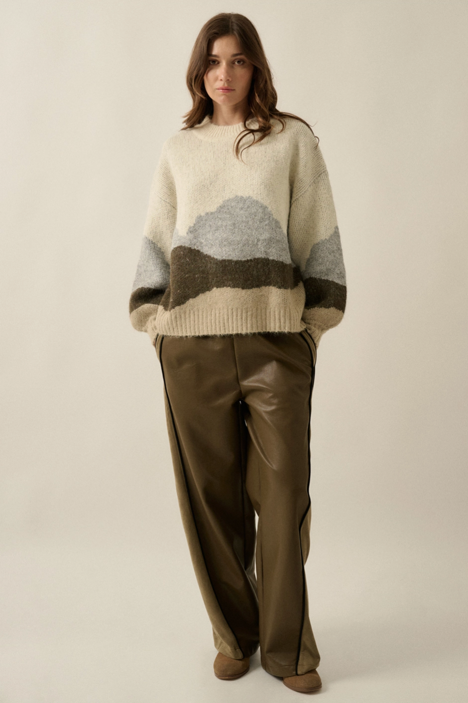 Jacquard-Knit Crewneck Tetons Sweater