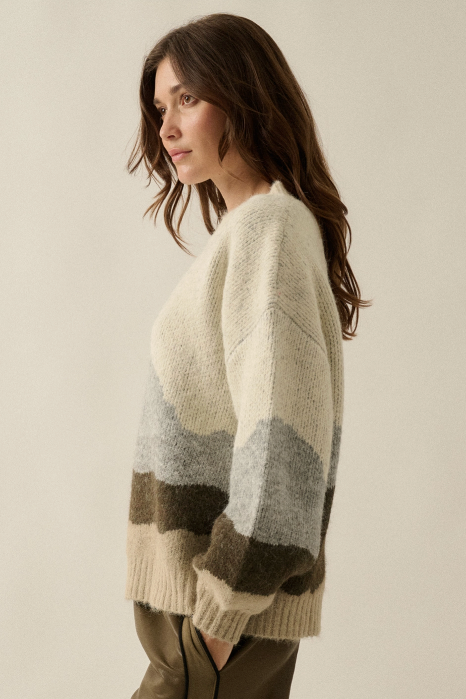 Jacquard-Knit Crewneck Tetons Sweater