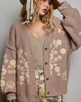 Astrid Floral Knit Cardigan - Latte