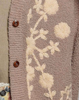 Astrid Floral Knit Cardigan - Latte