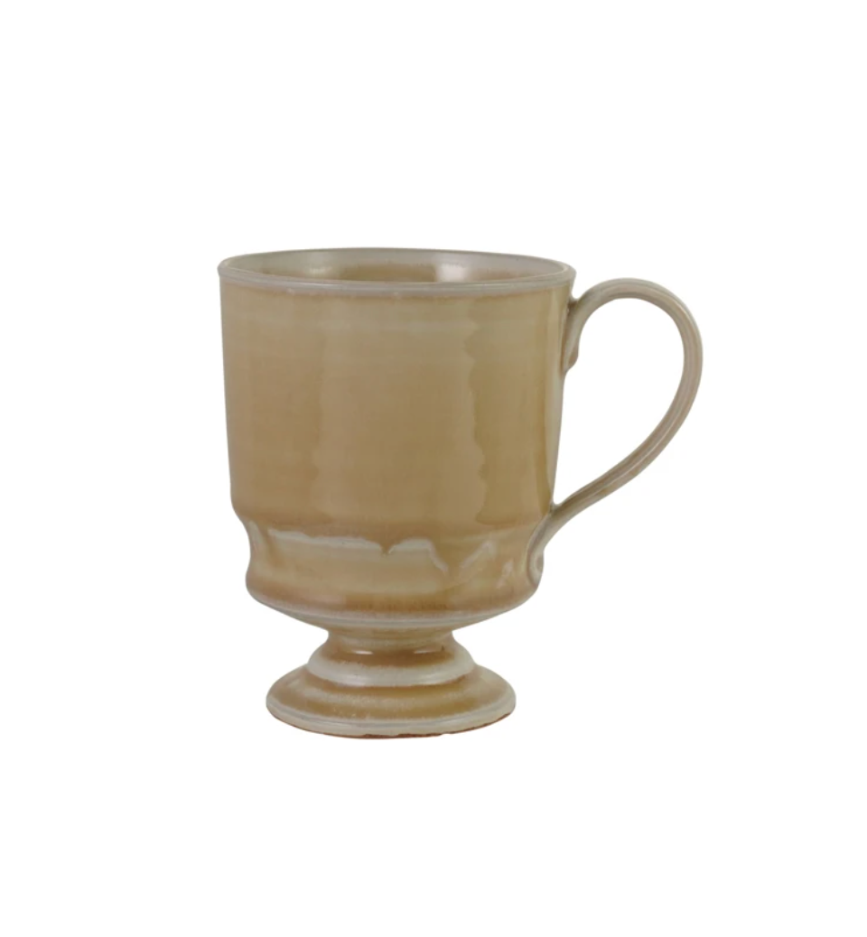 10 oz. Stoneware Footed Mug, Tan Color