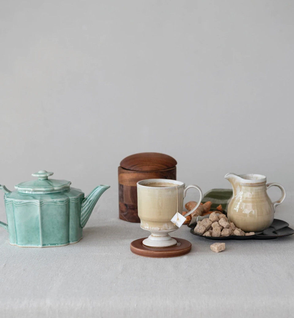 10 oz. Stoneware Footed Mug, Tan Color