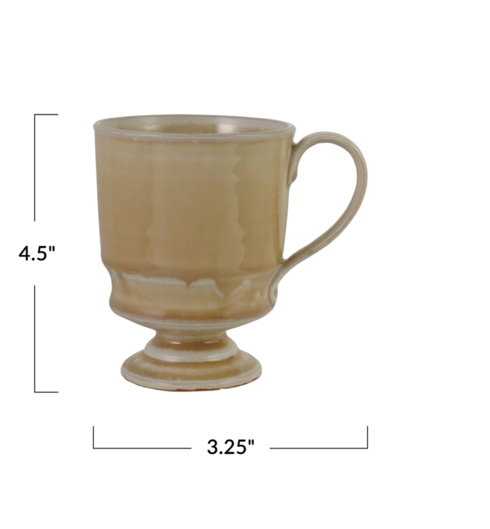 10 oz. Stoneware Footed Mug, Tan Color
