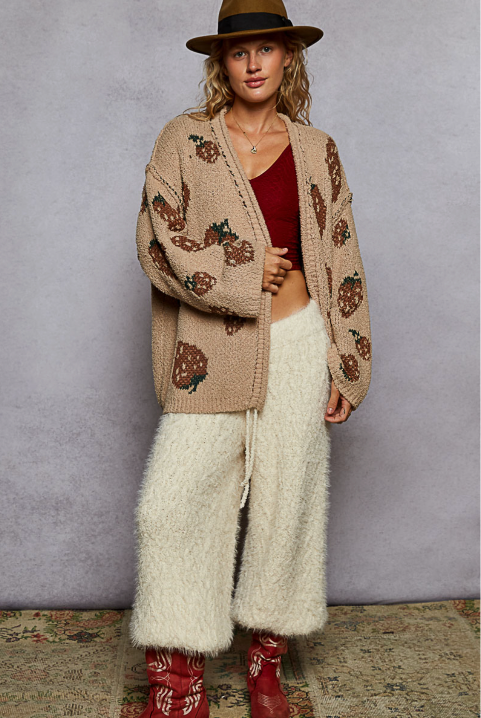 Long Sleeve Fruit Berber Cardigan