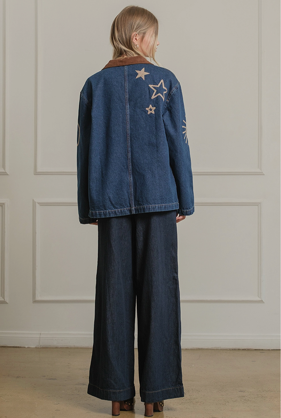 Celestial Embroidered Denim Jacket