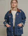 Celestial Embroidered Denim Jacket