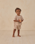TERRY TEE + SHORT SET LATTE STRIPE, Quincy Mae