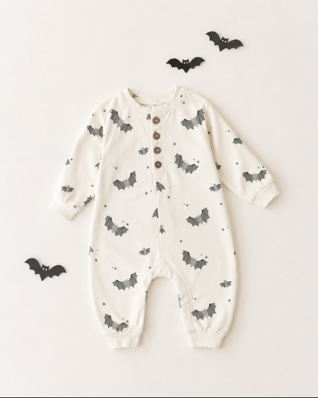 QUINCY MAE RELAXED FLEECE JUMPSUIT BABY BATS