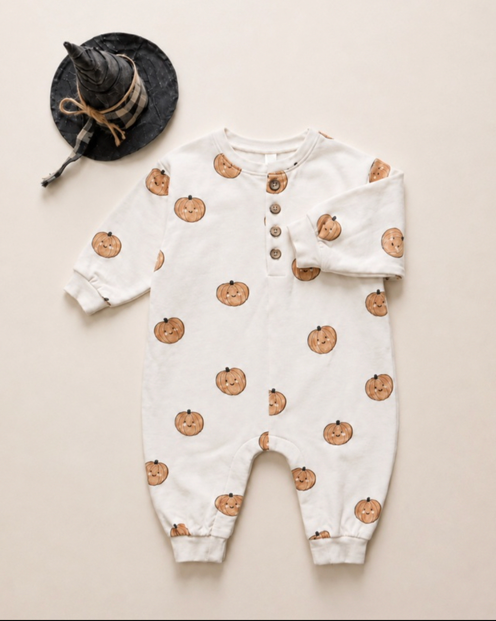 QUINCY MAE RELAXED FLEECE JUMPSUIT PUMPKINS