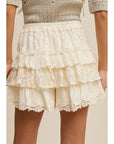 Lace Tiered Shorts with Ruffle Details
