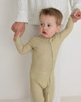 Bamboo Zip Romper | Willow Stripe Ribbed