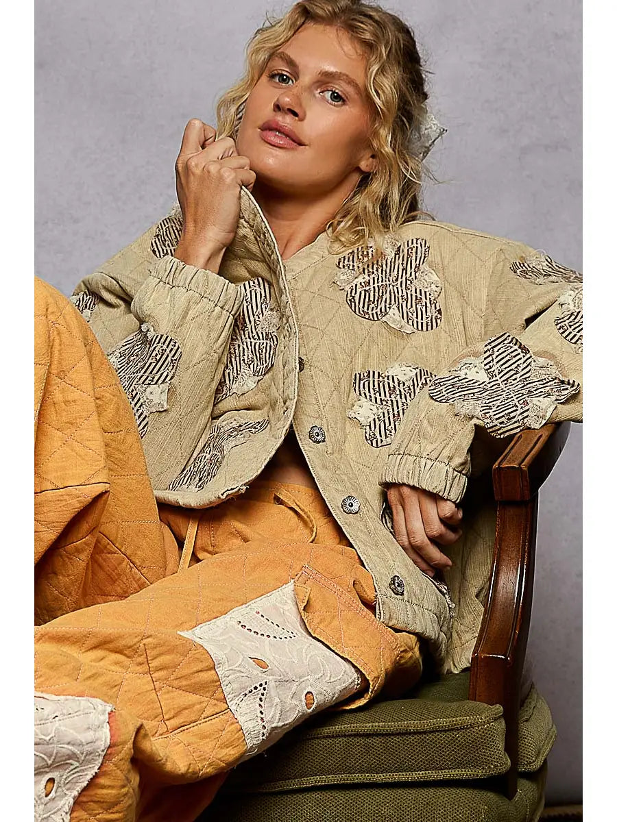 Balloon Sleeve Oversized Fit Quilted Jacket