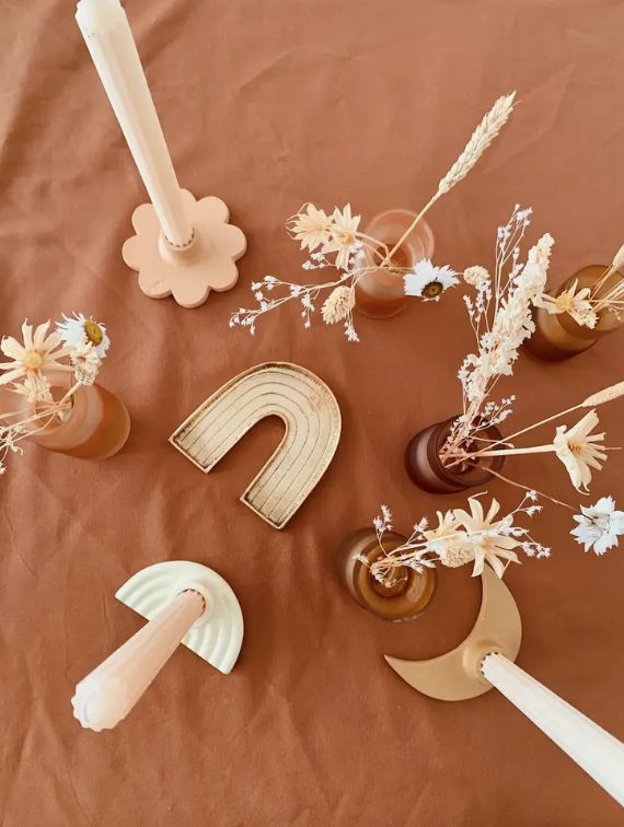Flower Candle Holder in Blush