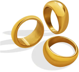 Round Signet Ring - 18K Gold Plated Sz 6